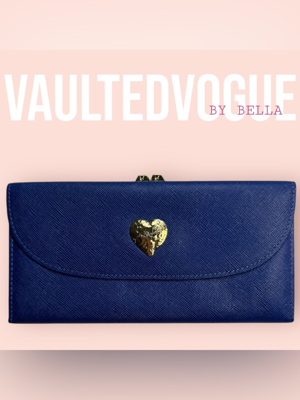 ‼️NOW AVAILABLE‼️ Yves Saint Laurent Blue Women's Wallet with Gold Heart Clasp